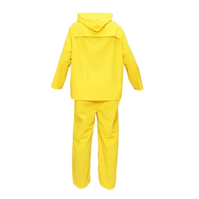 Completo impermeabile taglia M con cappuccio e salopette in poliestere e PVC, giallo Breckner Germany - immagine 5