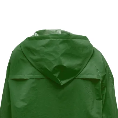 Completo impermeabile taglia M con cappuccio e salopette in poliestere e PVC, verde Breckner Germany. - immagine 6