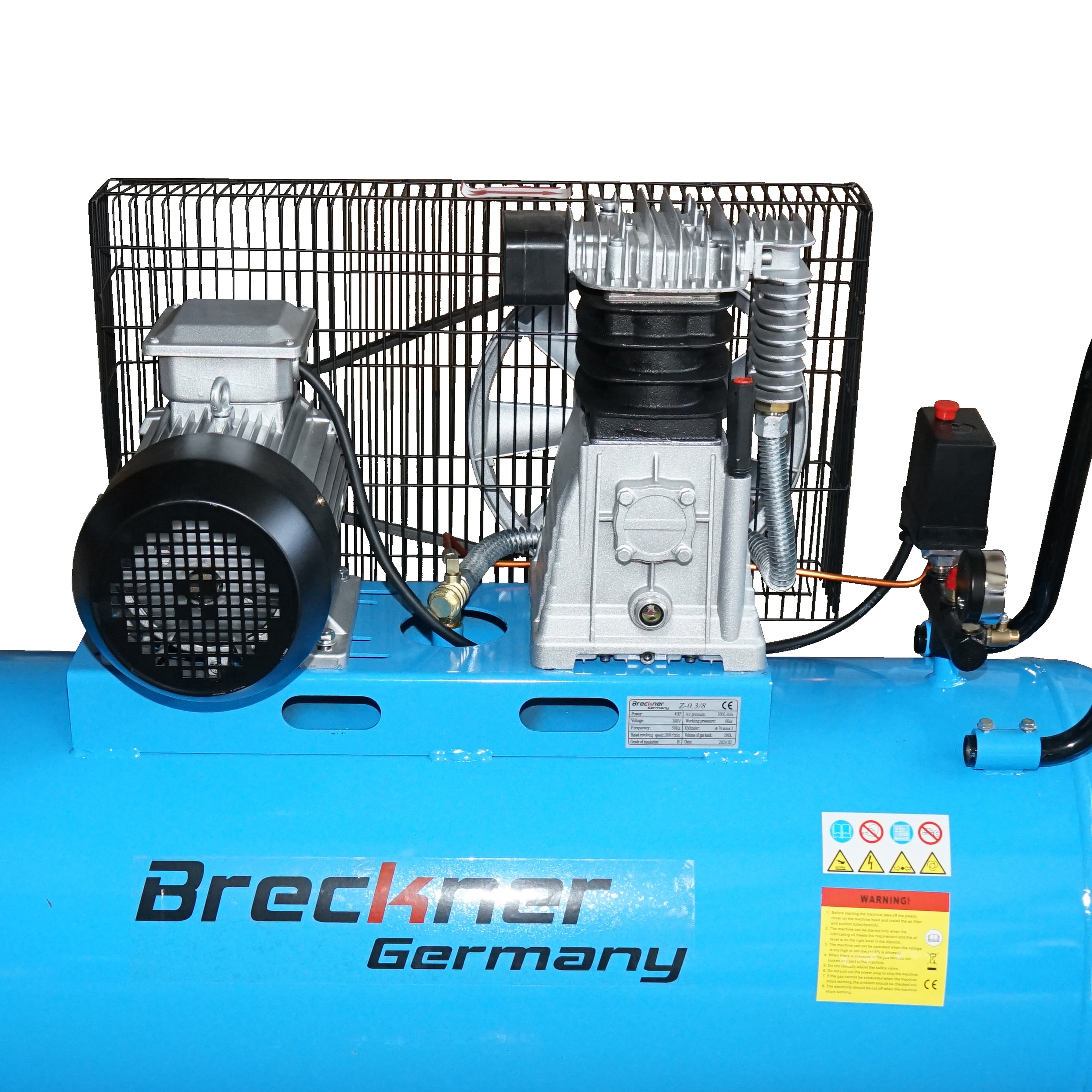 Compressore d'aria 380V, 200L potenza 3kW/4HP pressione massima 8 Bar, portata 250L/min Breckner Germany - immagine 6