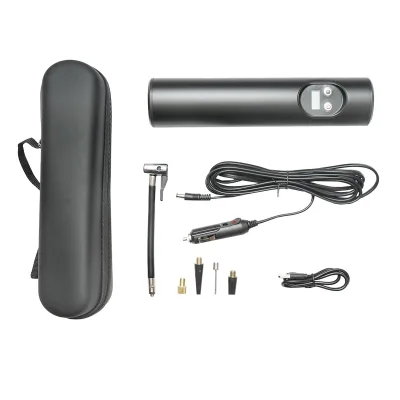 Compressore d'aria portatile nero 12,4V 6000Am batteria ricaricabile 250x56x47mm con accessori