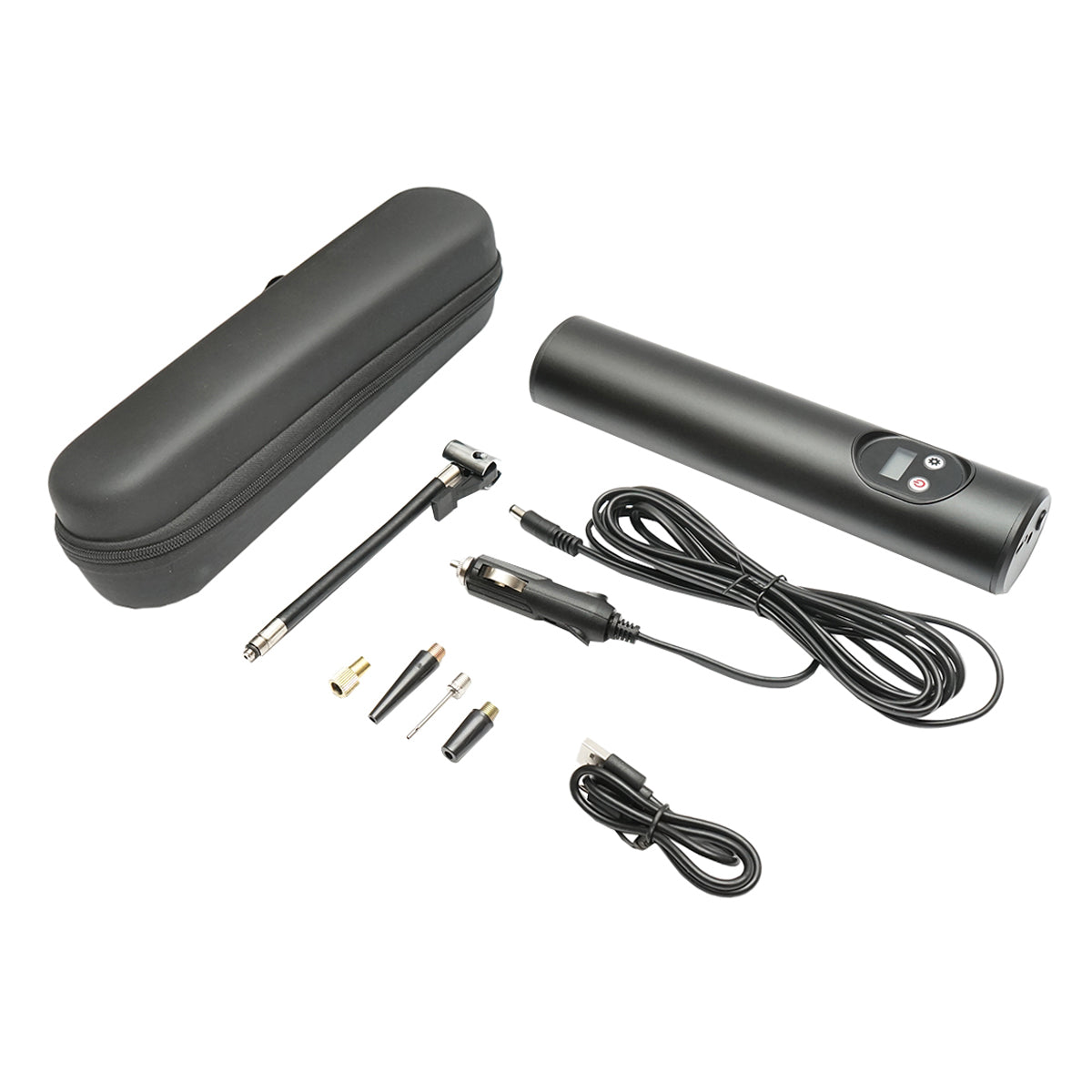 Compressore d'aria portatile nero 12,4V 6000Am batteria ricaricabile 250x56x47mm con accessori - immagine 2