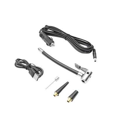 Compressore d'aria portatile nero 12,4V 6000Am batteria ricaricabile 250x56x47mm con accessori - immagine 6