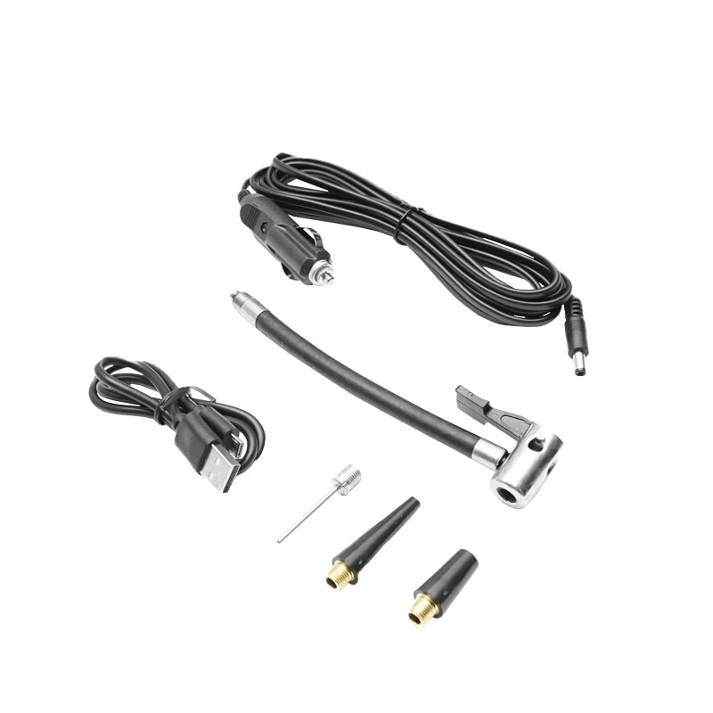 Compressore d'aria portatile nero 12,4V 6000Am batteria ricaricabile 250x56x47mm con accessori - immagine 6