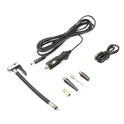 Compressore d'aria portatile nero 12,4V 6000Am batteria ricaricabile 250x56x47mm con accessori - immagine 3