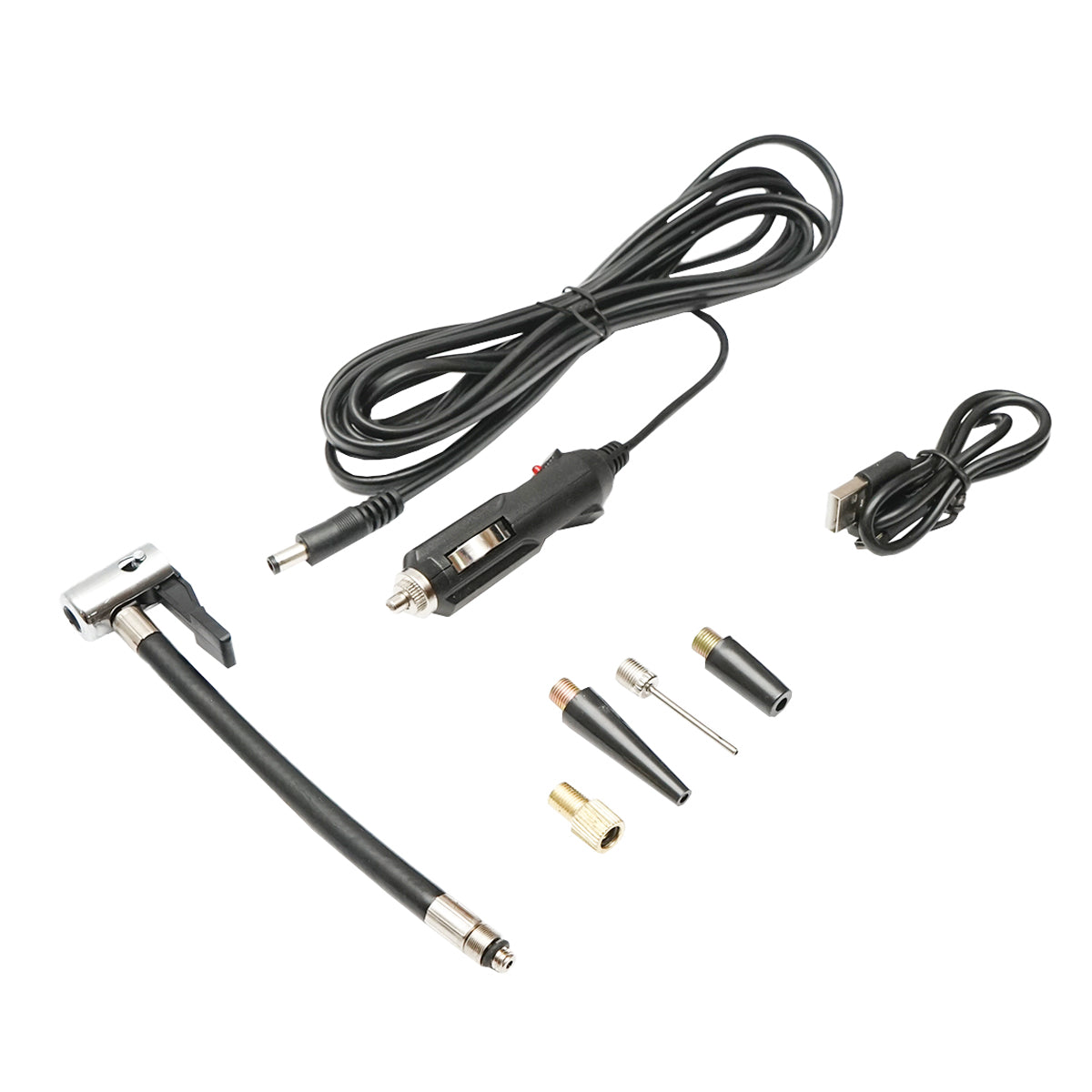 Compressore d'aria portatile nero 12,4V 6000Am batteria ricaricabile 250x56x47mm con accessori - immagine 3