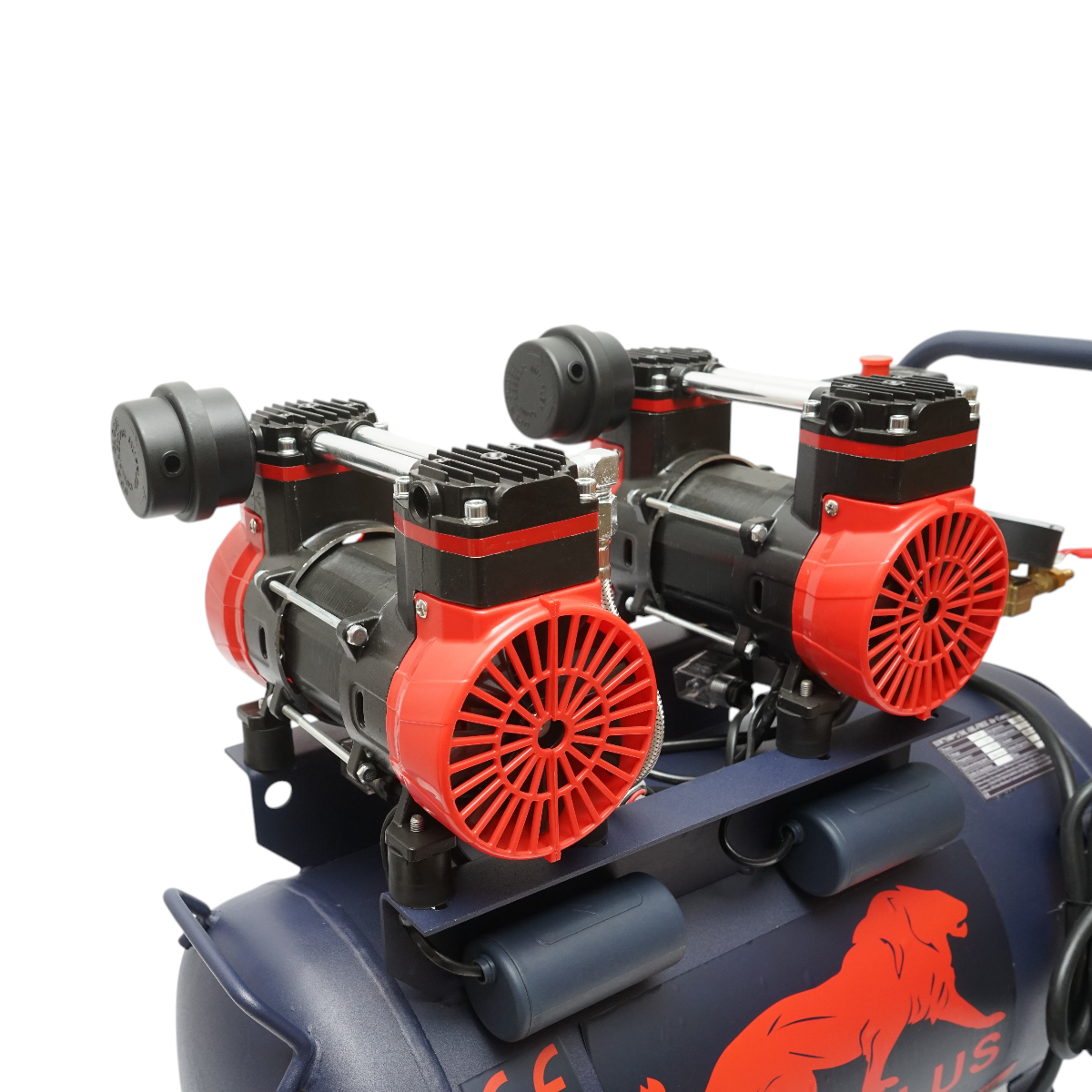 Compressore d'aria silenzioso oil-free da 50 l, 2 motori a 4 cilindri da 1,5 kW/2 CV, pressione massima 8 bar, volume d'aria aspirata 170 l/min - immagine 6
