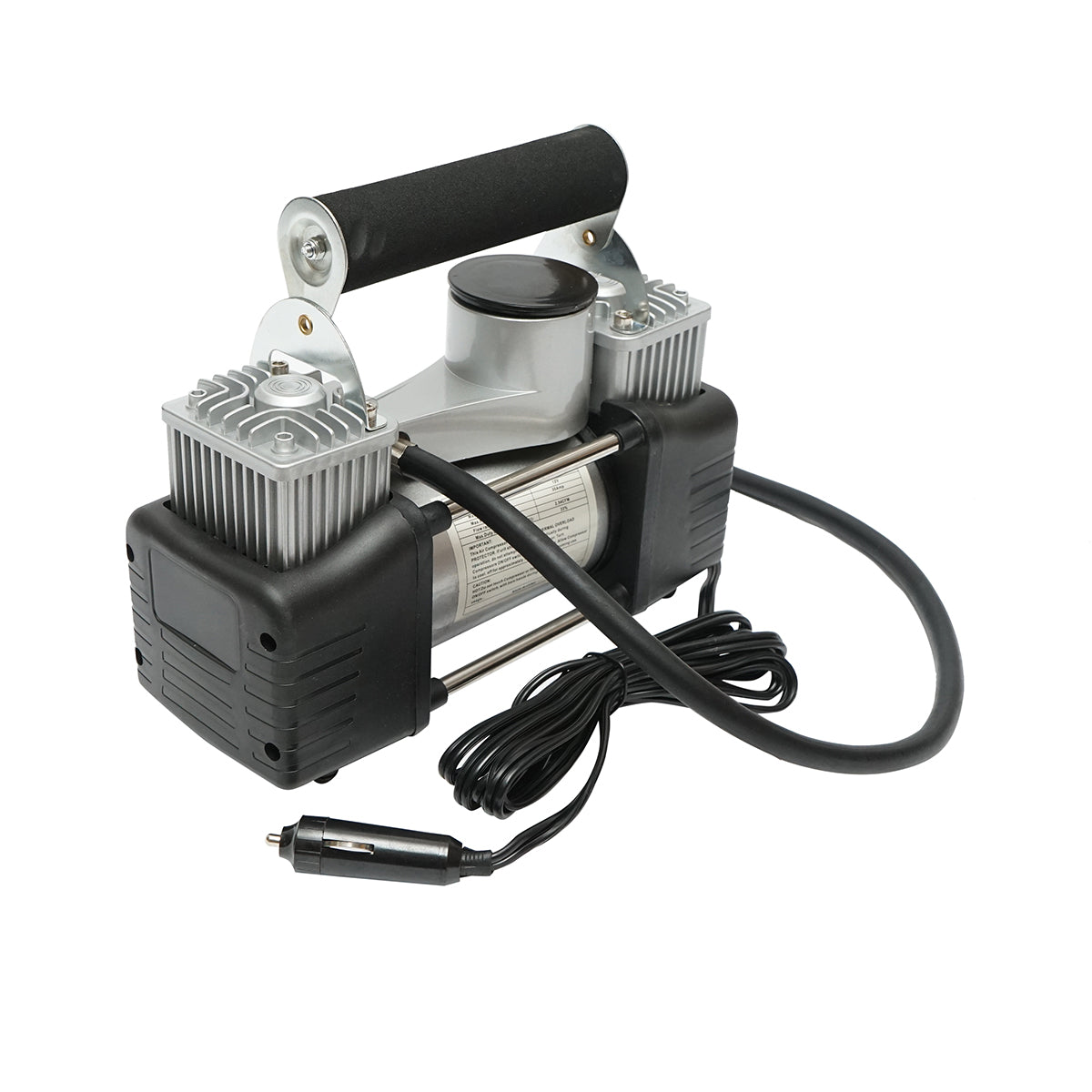 Compressore d’aria per gonfiaggio gomme 12V, 150 PSI, 85 l/min, 2 cilindri, cavo 3 m per presa accendisigari auto - immagine 4