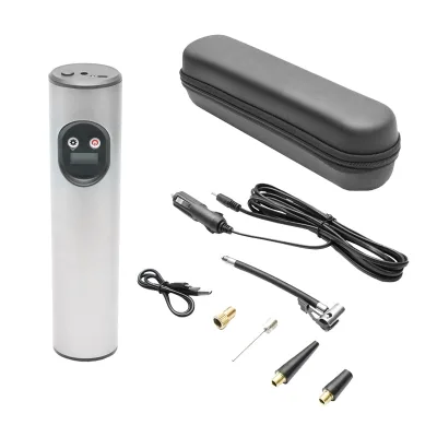 Compressore d’aria portatile grigio scuro 12,4V batteria 6000 mAh ricaricabile 250x56x47 mm con accessor