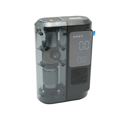 Compressore d’aria smart portatile digitale LED 12V/100W, USB-C 5V/2A, batteria 3x2000mAh, torcia LED, porte USB/USB-C, batteria esterna, accessori inclusi - immagine 2