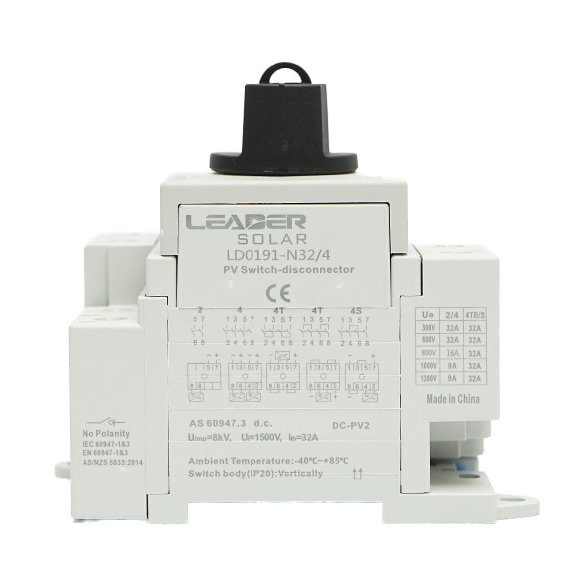 Comutatore di carico, interruttore on/off per sistemi fotovoltaici 4P, 32A, 1500kV Leader - immagine 3
