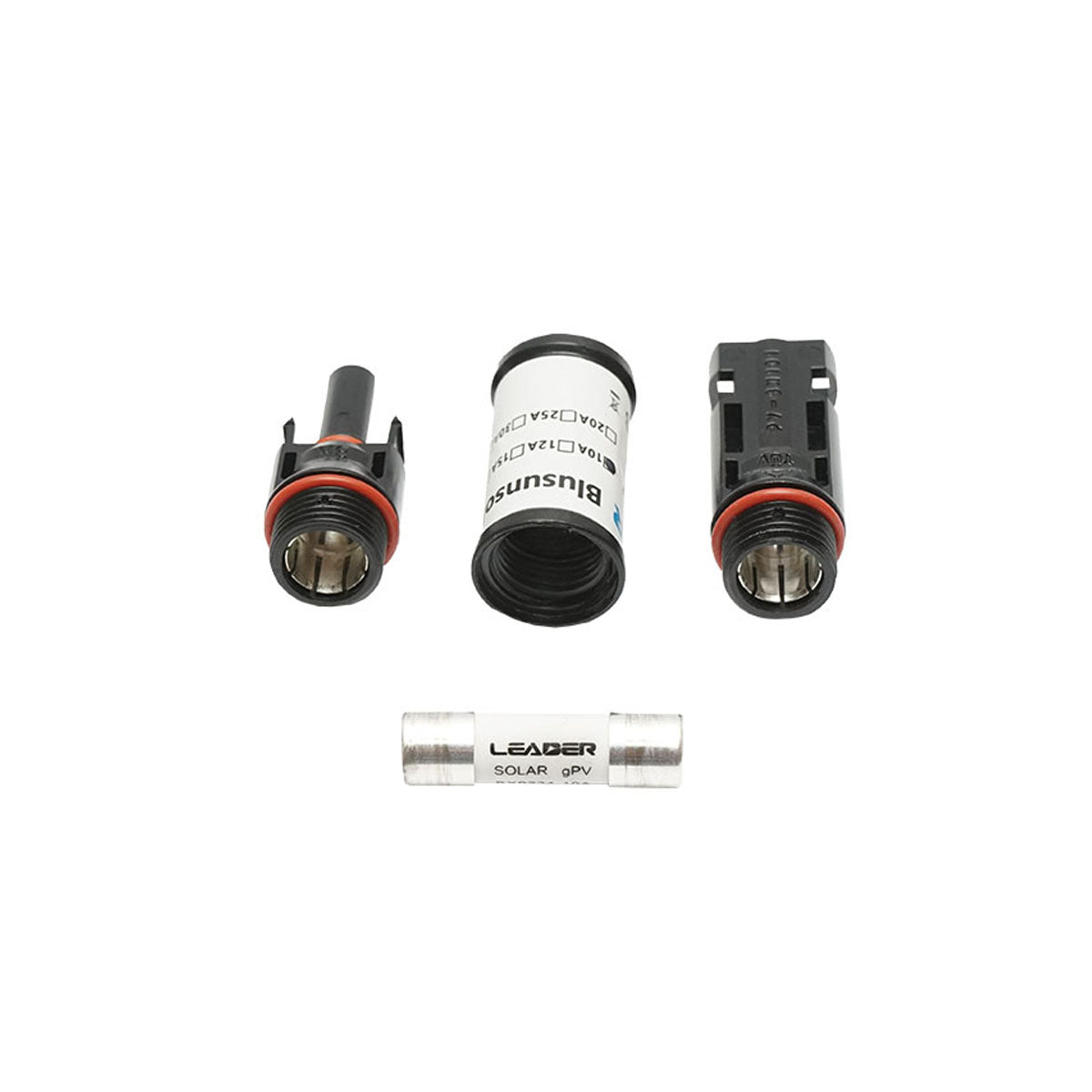 Connettore MC4 con fusibile 10x38mm, 15A, 1000V DC per impianti solari fotovoltaici IP67 Leader - immagine 5
