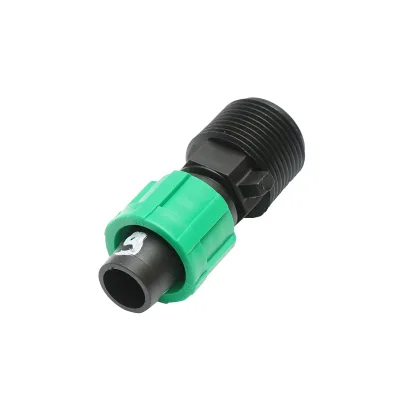 Connettore per collegamento di tubo e banda di gocciolamento D17mmx3/4 pollice con filettatura esterna per sistemi di irrigazione - immagine 2