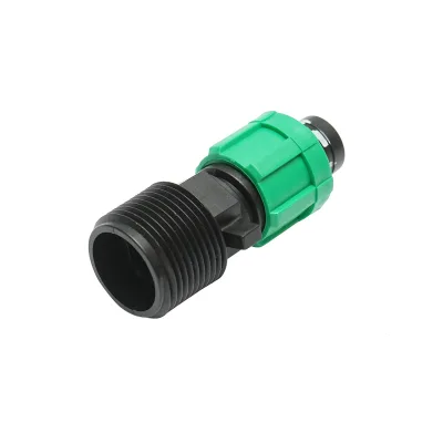 Connettore per collegamento di tubo e banda di gocciolamento D17mmx3/4 pollice con filettatura esterna per sistemi di irrigazione - immagine 3