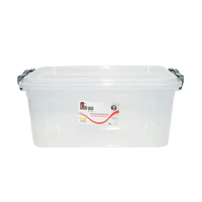 Contenitore da 15 litri con coperchio in plastica trasparente, dimensioni 280x430x175 mm.