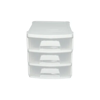 Contenitore in plastica con 3 cassetti bianco 270x192xH198mm
