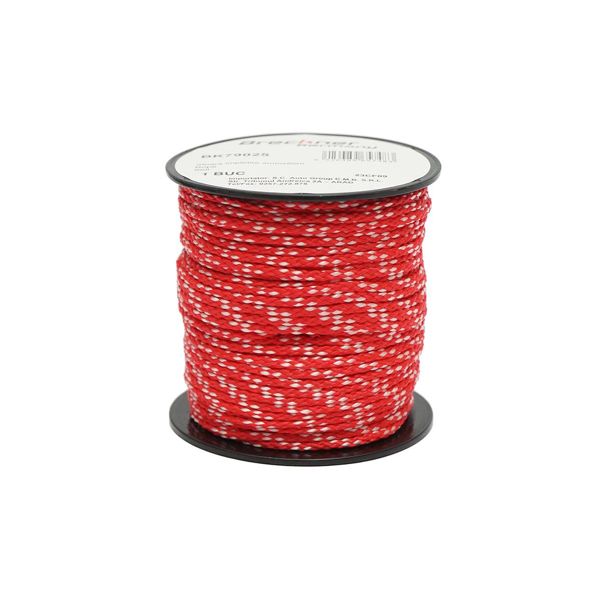Corda Intrecciata 2mm x 50m, Rosso/Bianco, Breckner Germany