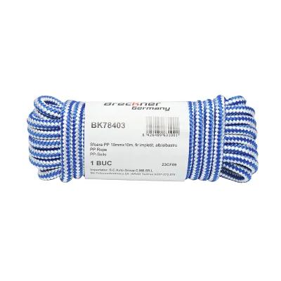 Corda intrecciata in PP 10 mm x 10 m, bianca/blu Breckner Germany