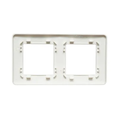 Cornice doppia bianca in PC per presa e interruttore 150x83 mm - immagine 2