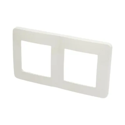 Cornice doppia bianca in PC per presa e interruttore 150x83 mm - immagine 3