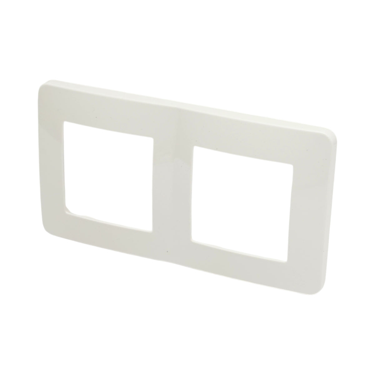 Cornice doppia bianca in PC per presa e interruttore 150x83 mm - immagine 3