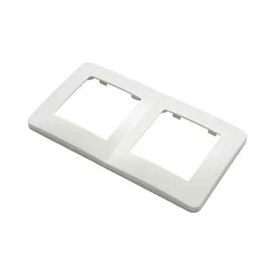 Cornice doppia bianca in PC per presa e interruttore 150x83 mm - immagine 4