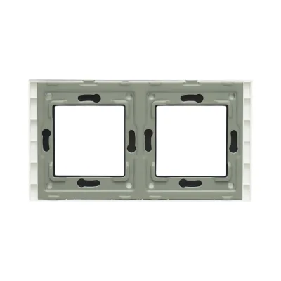 Cornice doppia in vetro bianco per presa e interruttore 157x86 mm - immagine 2