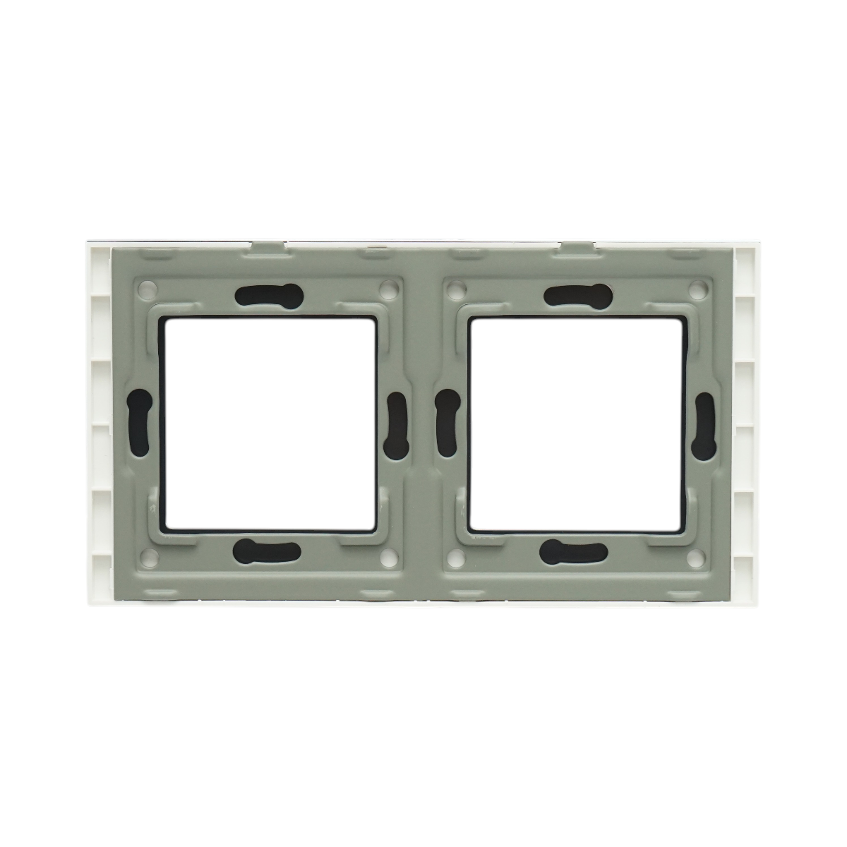 Cornice doppia in vetro bianco per presa e interruttore 157x86 mm - immagine 2