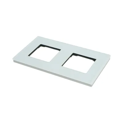 Cornice doppia in vetro bianco per presa e interruttore 157x86 mm - immagine 4