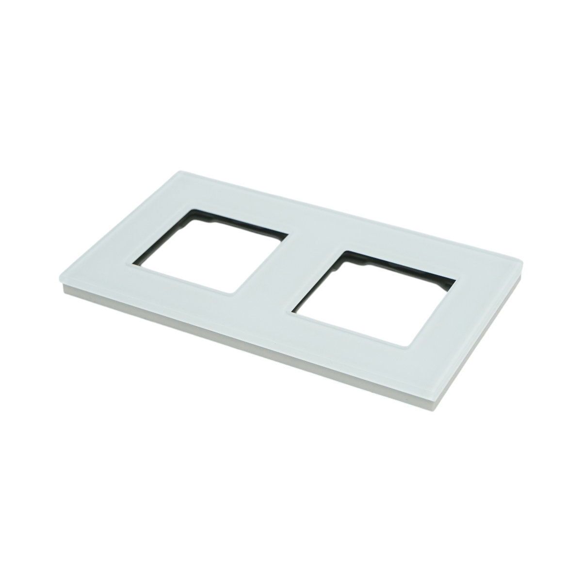Cornice doppia in vetro bianco per presa e interruttore 157x86 mm - immagine 4