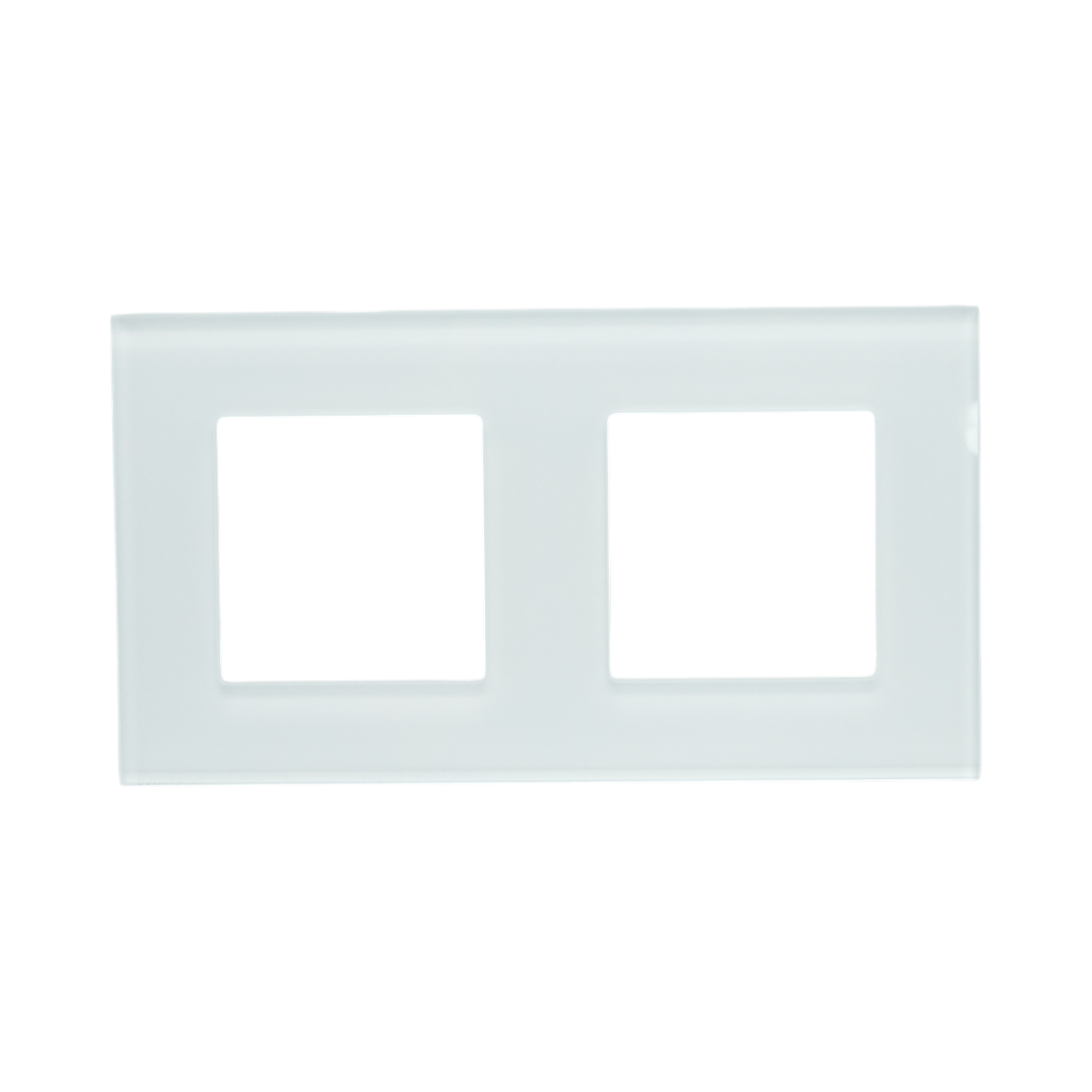 Cornice doppia in vetro bianco per presa e interruttore 157x86 mm
