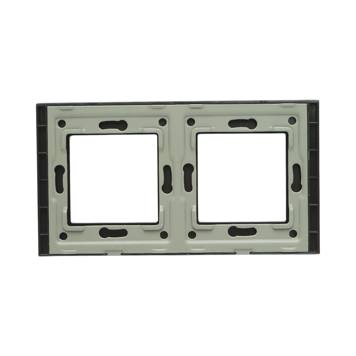 Cornice doppia in vetro nero per presa e interruttore 86x157 mm - immagine 2