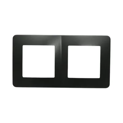 Cornice doppia nera in PC per presa e interruttore 150x83 mm