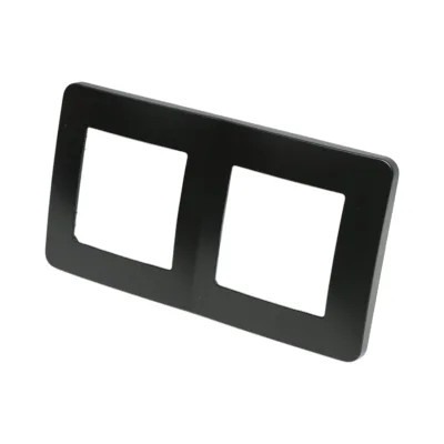 Cornice doppia nera in PC per presa e interruttore 150x83 mm - immagine 3