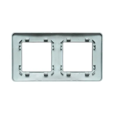 Cornice doppia nera in PC per presa e interruttore 150x83 mm - immagine 2