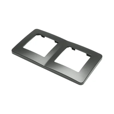 Cornice doppia nera in PC per presa e interruttore 150x83 mm - immagine 4