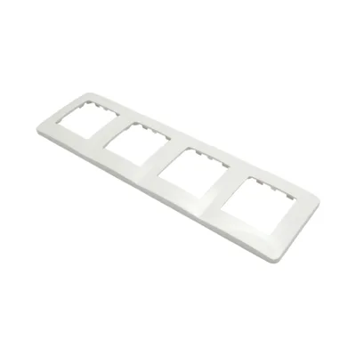 Cornice quadrupla bianca in PC per presa e interruttore 300x83 mm - immagine 4