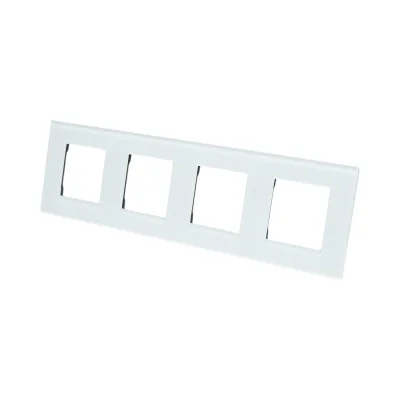 Cornice quadrupla in vetro bianco per presa e interruttore 299x86 mm - immagine 3