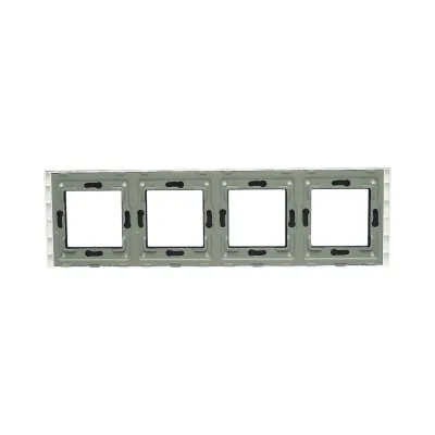 Cornice quadrupla in vetro bianco per presa e interruttore 299x86 mm - immagine 2