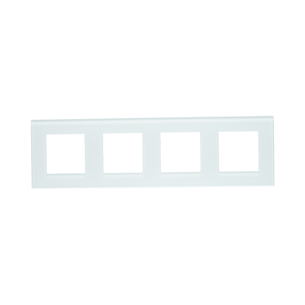 Cornice quadrupla in vetro bianco per presa e interruttore 299x86 mm