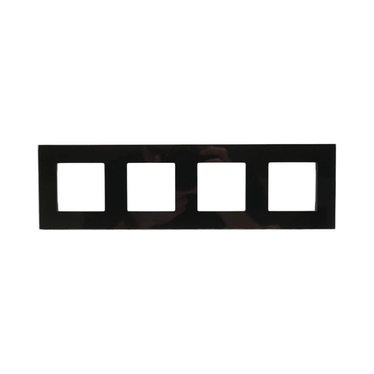 Cornice quadrupla in vetro nero per presa e interruttore 299x86 mm