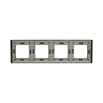 Cornice quadrupla in vetro nero per presa e interruttore 299x86 mm - immagine 2