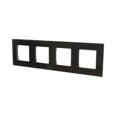 Cornice quadrupla in vetro nero per presa e interruttore 299x86 mm - immagine 4