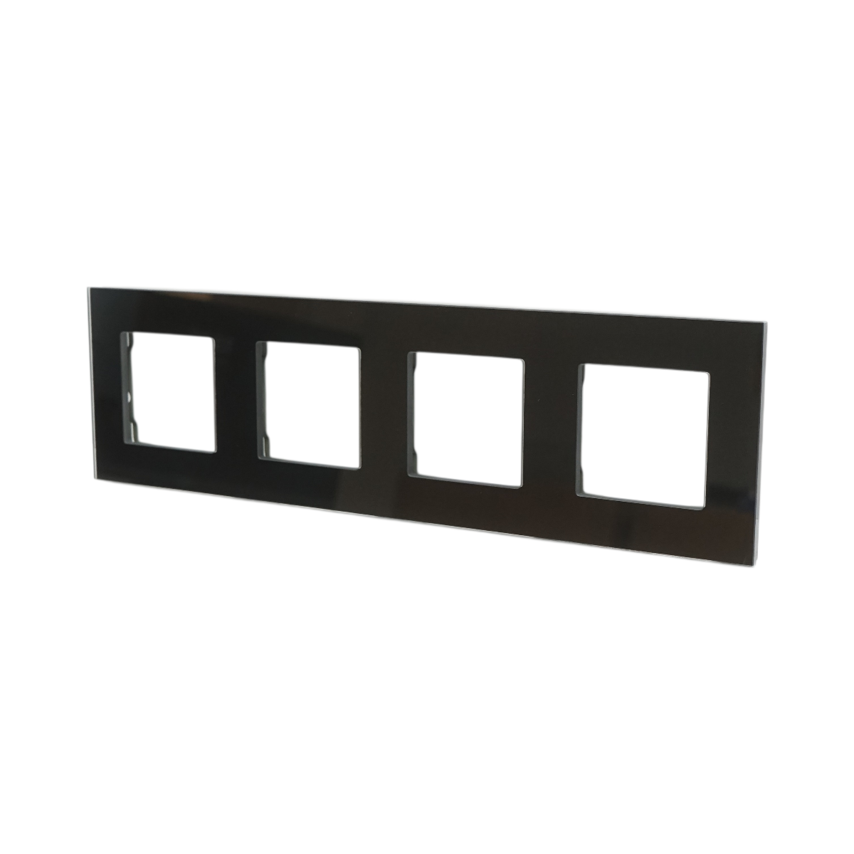 Cornice quadrupla in vetro nero per presa e interruttore 299x86 mm - immagine 4