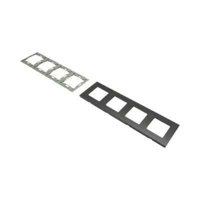 Cornice quadrupla in vetro nero per presa e interruttore 299x86 mm - immagine 3
