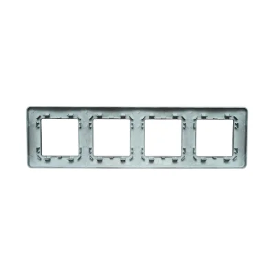Cornice quadrupla nera in PC per presa e interruttore 300x83 mm - immagine 2