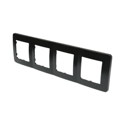 Cornice quadrupla nera in PC per presa e interruttore 300x83 mm - immagine 3