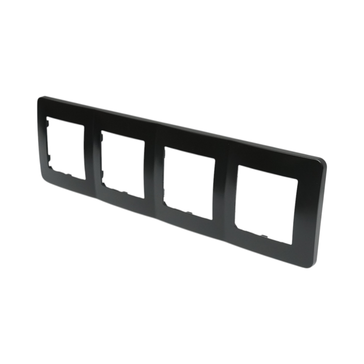 Cornice quadrupla nera in PC per presa e interruttore 300x83 mm - immagine 3
