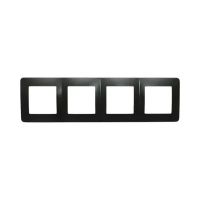 Cornice quadrupla nera in PC per presa e interruttore 300x83 mm