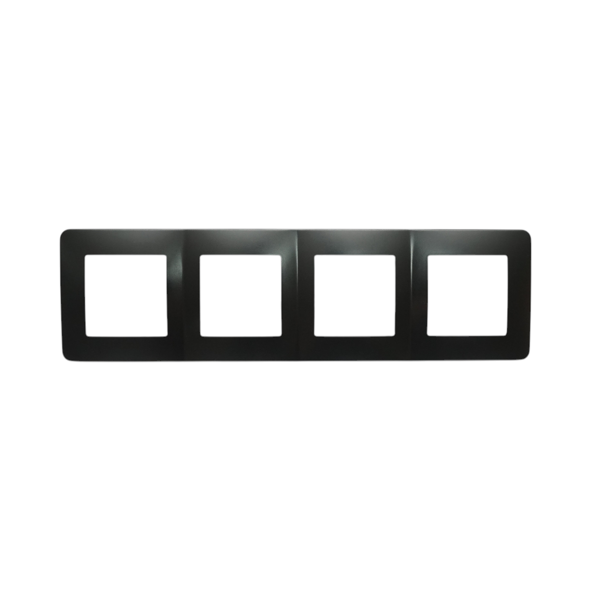 Cornice quadrupla nera in PC per presa e interruttore 300x83 mm