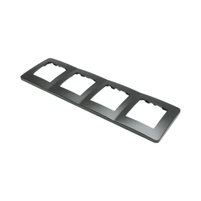 Cornice quadrupla nera in PC per presa e interruttore 300x83 mm - immagine 4